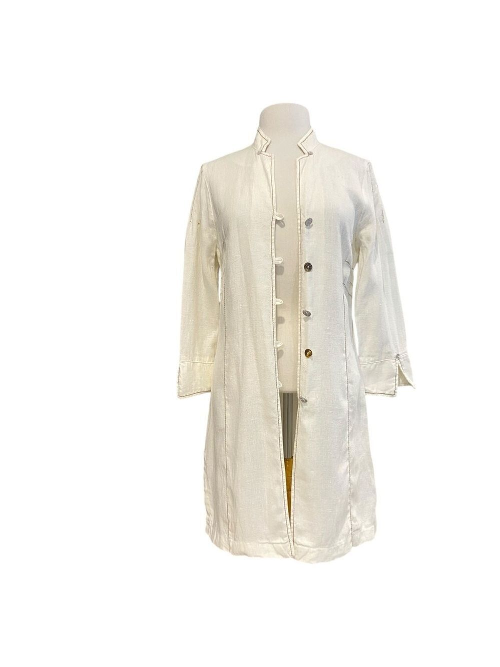 Eliza Cavaletti long linen vest/shirt/shrug/jacket ecru white long sleeve medium